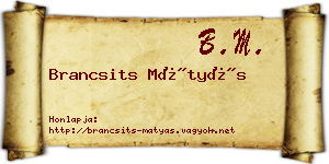 Brancsits Mátyás névjegykártya